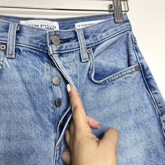 Denim Forum Jeans 23x30L 90s Boyfriend High Loose Light Wash Aritzia Button Fly - Picture 5 of 13